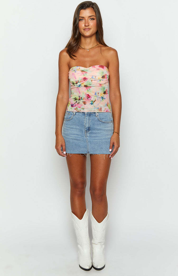 Gill Pink Floral Mesh Top-Vavasi.All Rights Reserved.