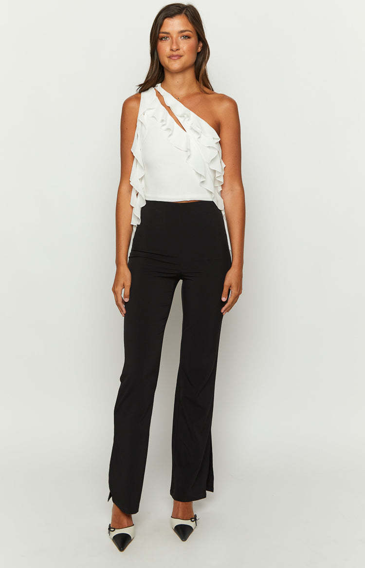 Glamour Girl White Ruffle One Shoulder Top-Vavasi.All Rights Reserved.