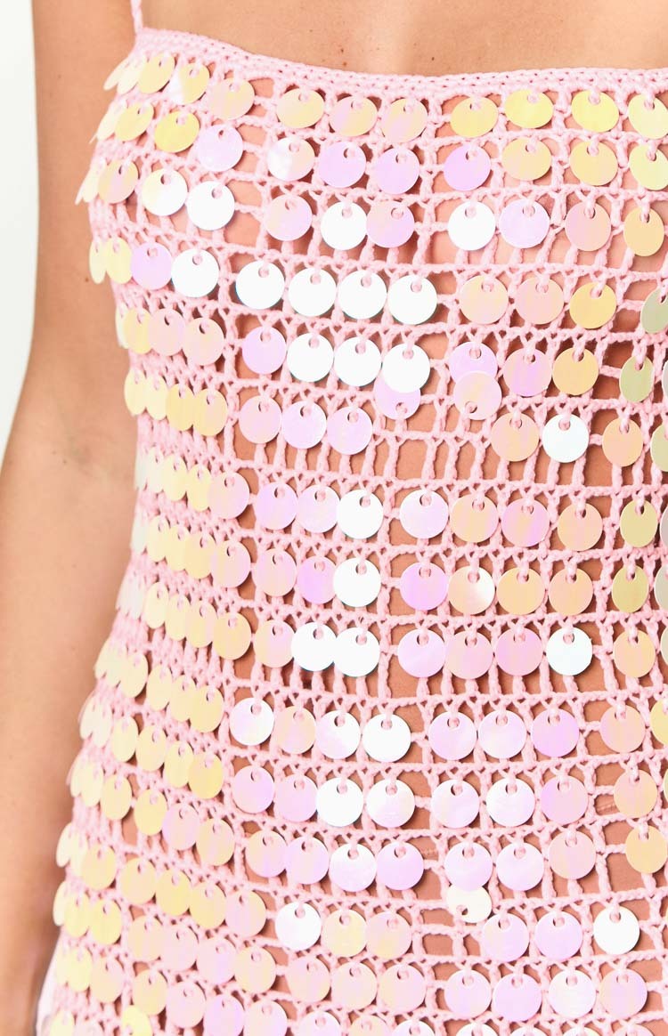 Glance Pink Sequin Strapless Maxi Dress-Vavasi.All Rights Reserved.