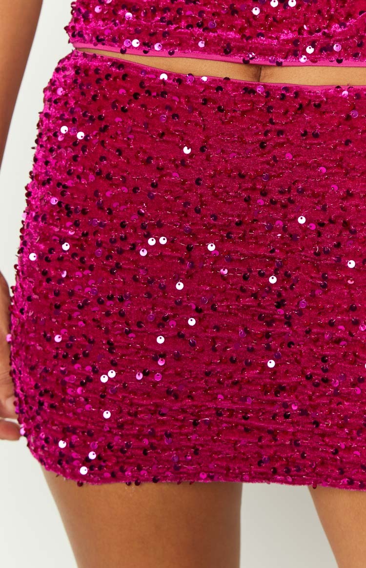 Glitz Magenta Sparkle Mini Skirt-Vavasi.All Rights Reserved.