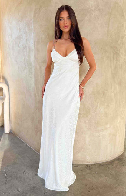 Gloria White Maxi Dress-Vavasi.All Rights Reserved.