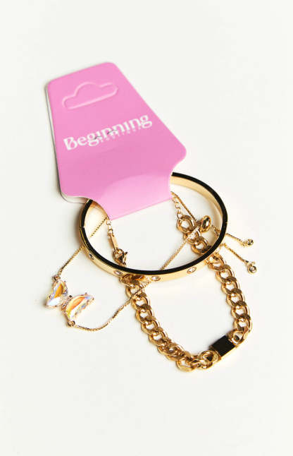 Gold Butterfly Love Bracelet Set 3 Pack-Vavasi.All Rights Reserved.