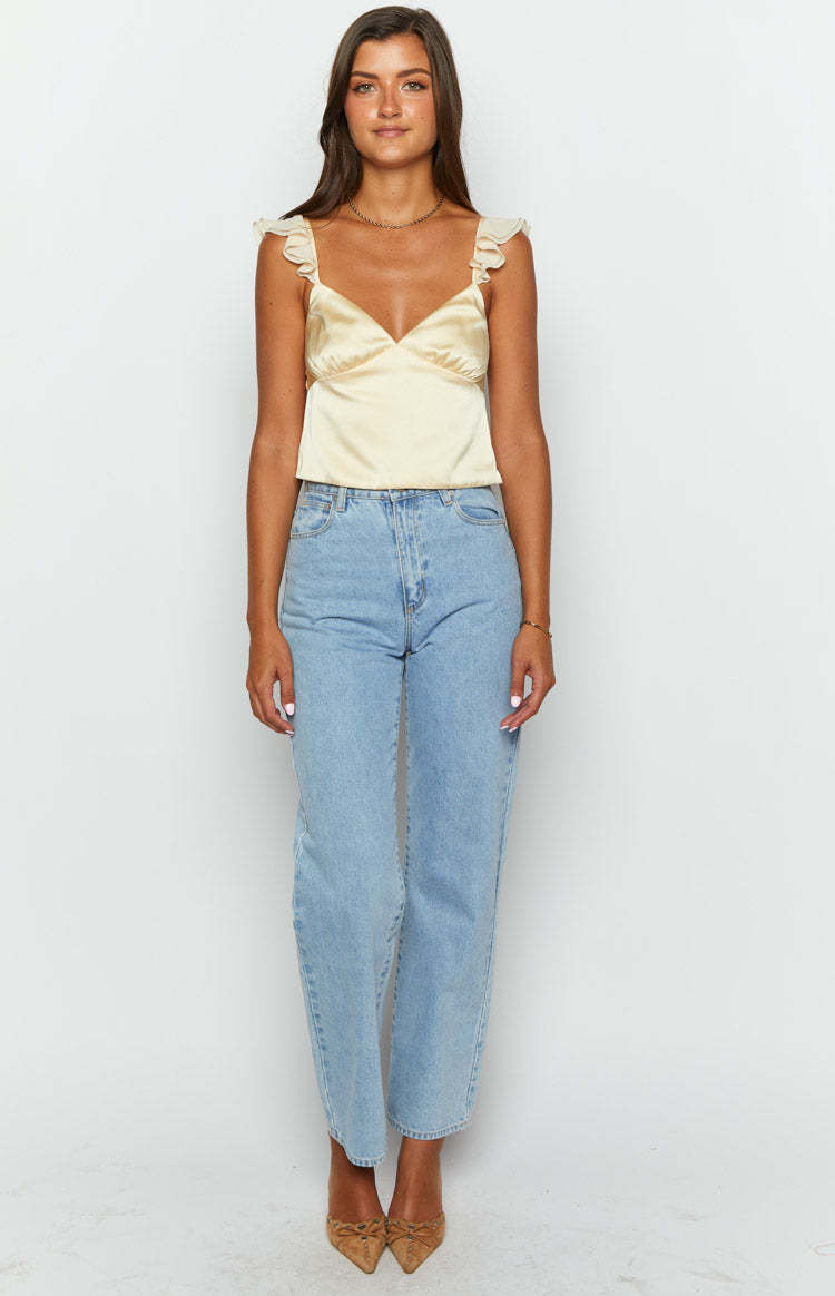 Golden Glow Yellow Satin Crop Top-Vavasi.All Rights Reserved.