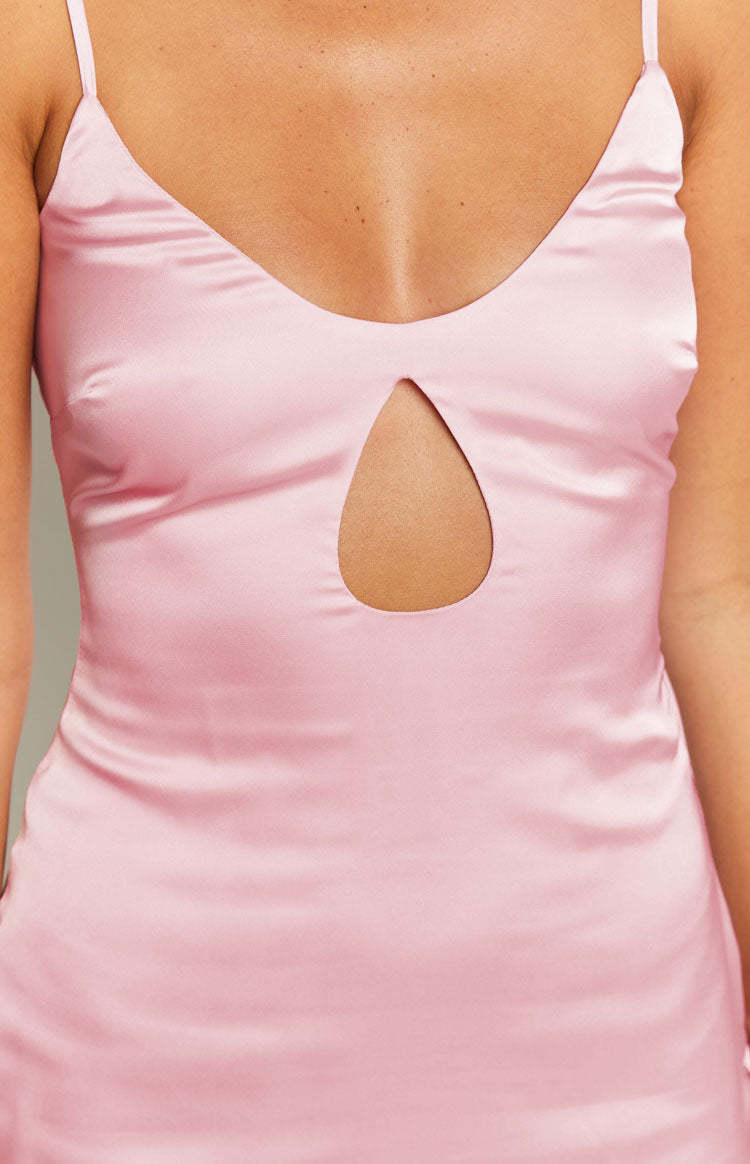 Golden Hour Pink Satin Mini Dress-Vavasi.All Rights Reserved.