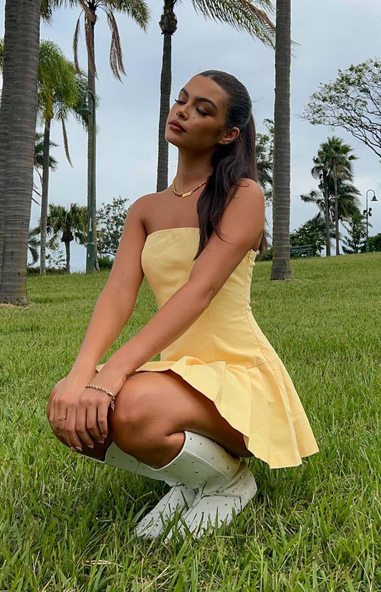 Good Days Yellow Strapless Mini Dress-Vavasi.All Rights Reserved.