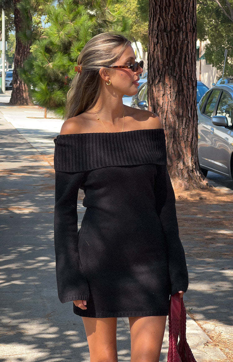 Halia Black Long Sleeve Mini Dress-Vavasi.All Rights Reserved.
