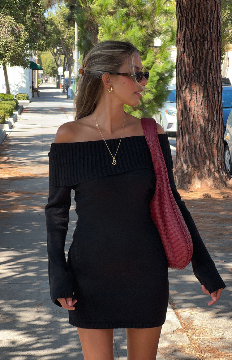 Halia Black Long Sleeve Mini Dress-Vavasi.All Rights Reserved.