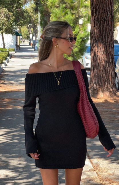 Halia Black Long Sleeve Mini Dress-Vavasi.All Rights Reserved.