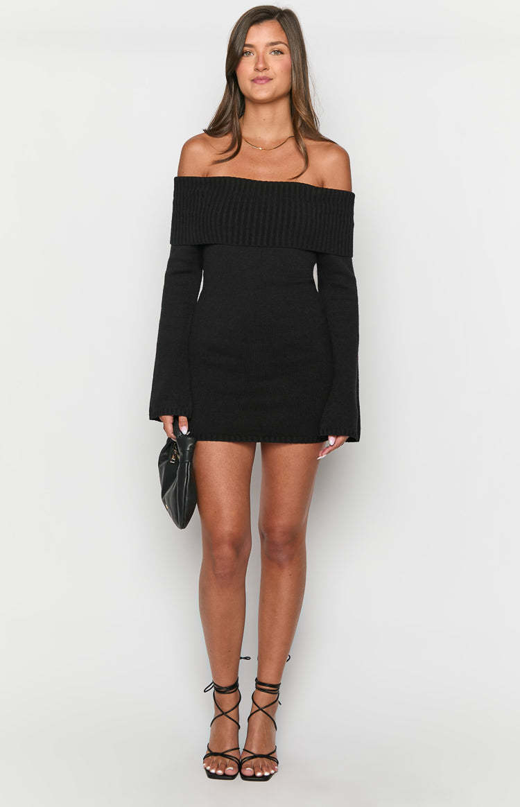 Halia Black Long Sleeve Mini Dress-Vavasi.All Rights Reserved.