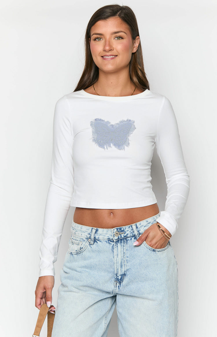 Harmonie White Long Sleeve Top-Vavasi.All Rights Reserved.