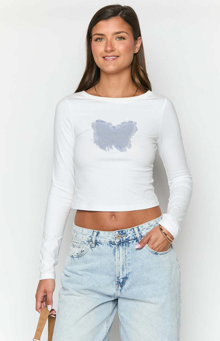 Harmonie White Long Sleeve Top-Vavasi.All Rights Reserved.