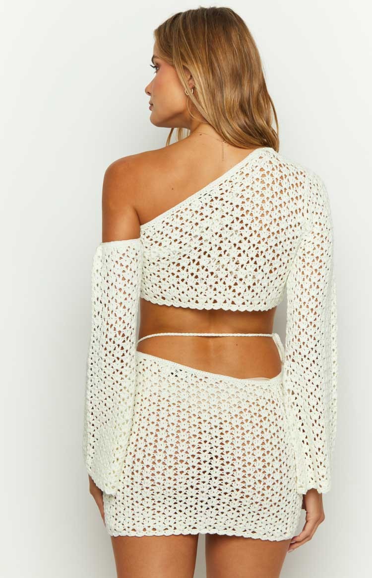 Hadie White Crochet Mini Skirt-Vavasi.All Rights Reserved.