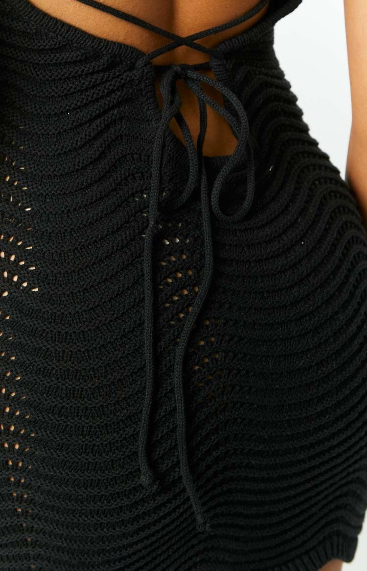 Haisley Black Knit Mini Dress-Vavasi.All Rights Reserved.