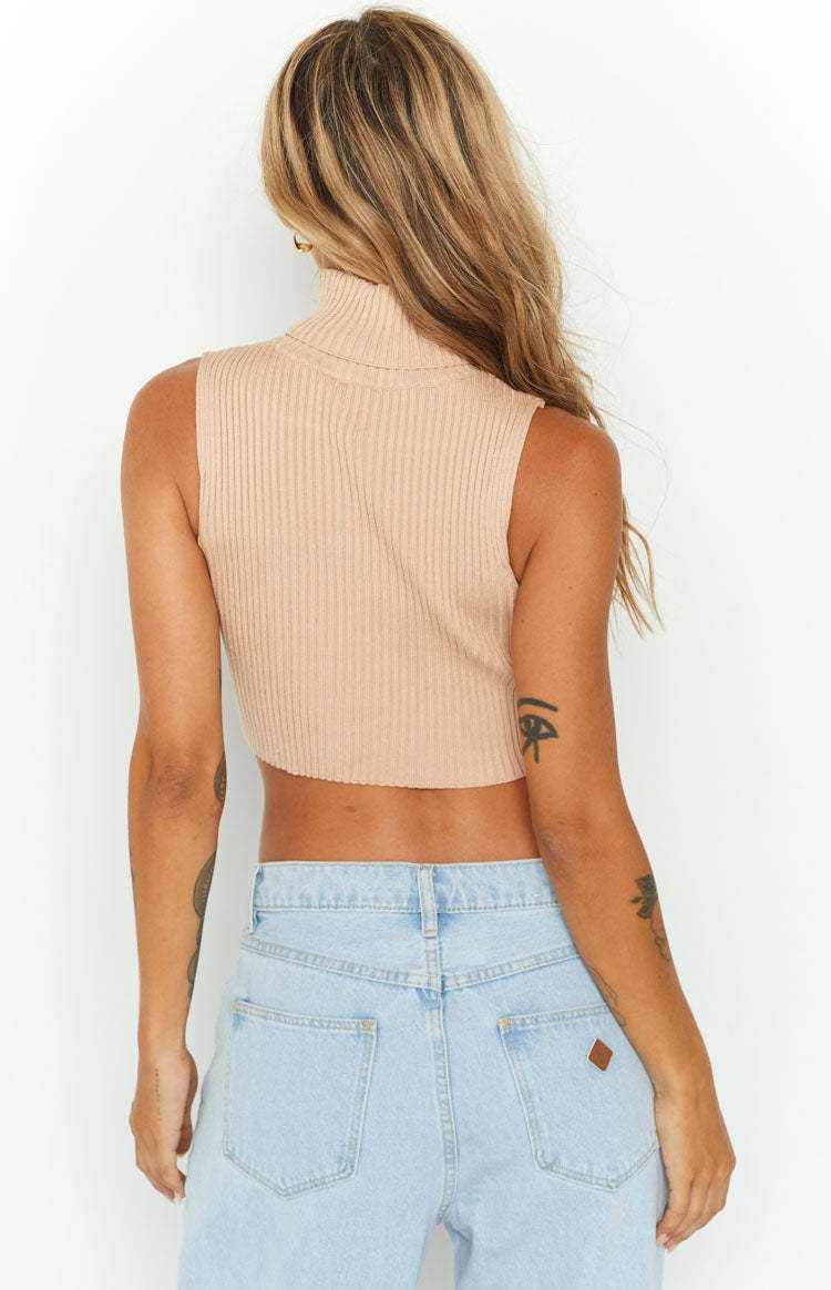 Halo Beige Knit Tank-Vavasi.All Rights Reserved.