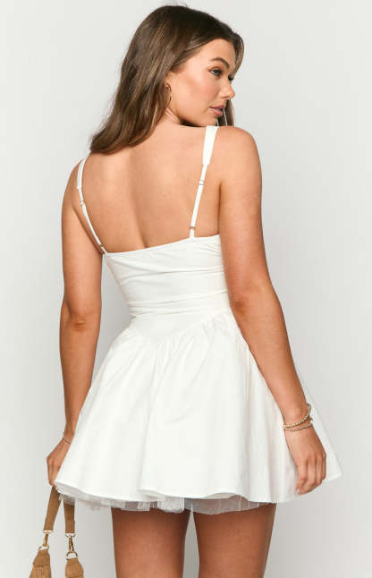 Halvin White Mini Dress-Vavasi.All Rights Reserved.