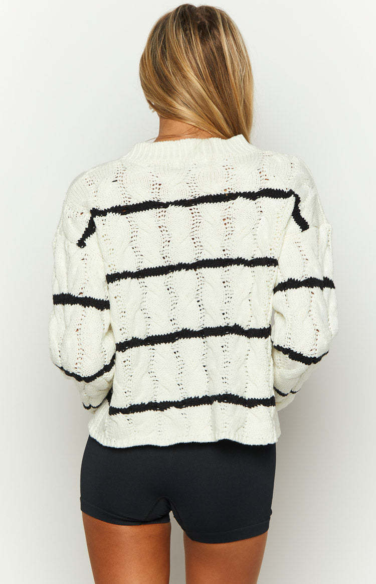 Harmony White Striped Jumper-Vavasi.All Rights Reserved.