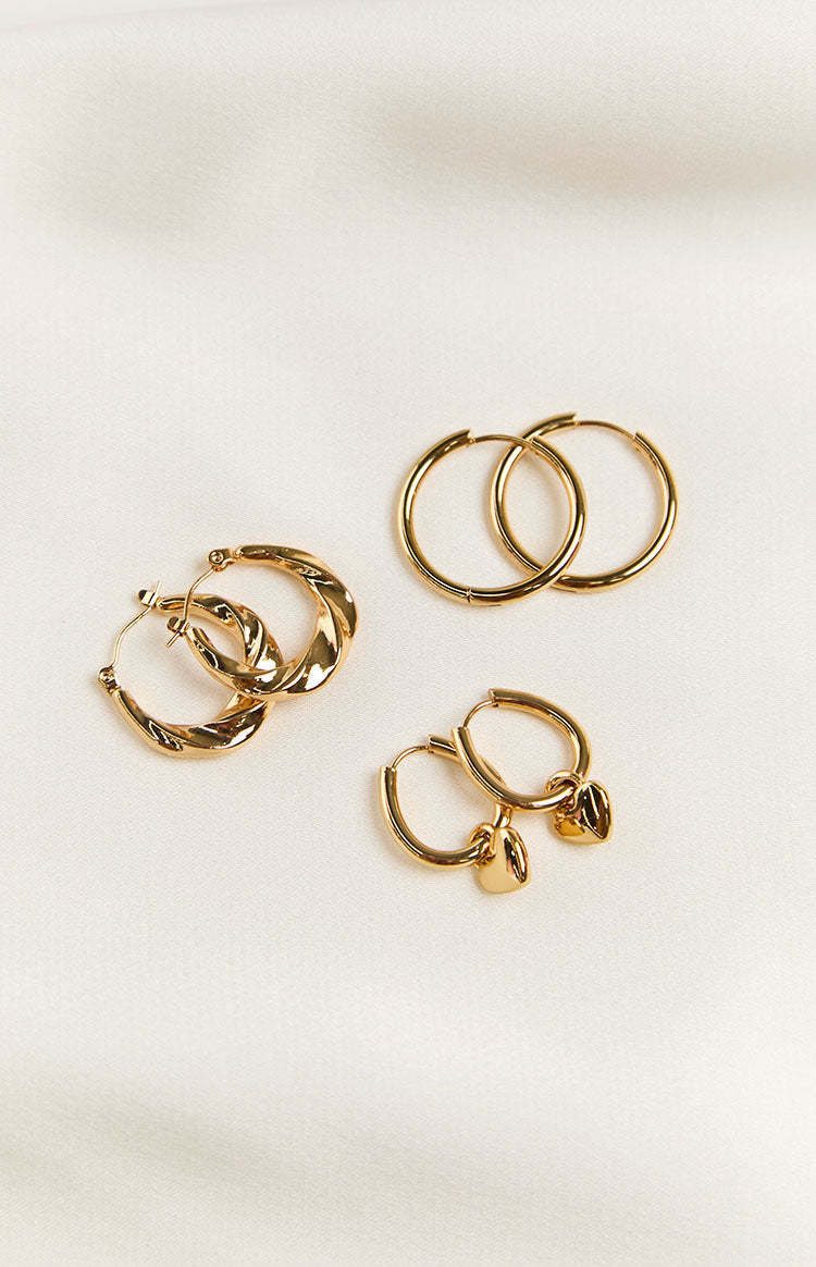 Harpie Gold Hoop Earrings 3 Pack-Vavasi.All Rights Reserved.