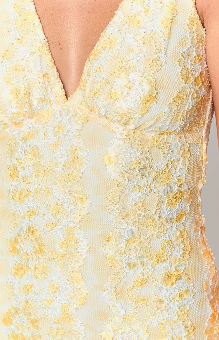 Harrie Yellow Lace Mini Dress-Vavasi.All Rights Reserved.
