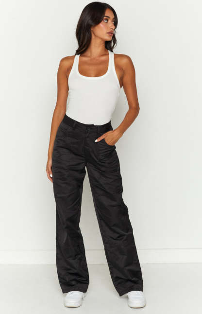 Hartley Black Nylon Pants-Vavasi.All Rights Reserved.
