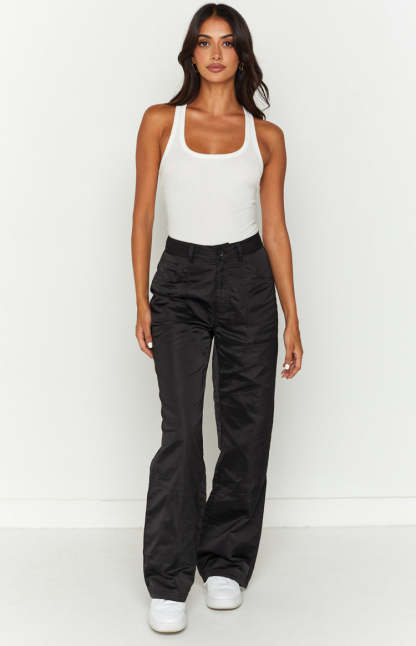 Hartley Black Nylon Pants-Vavasi.All Rights Reserved.