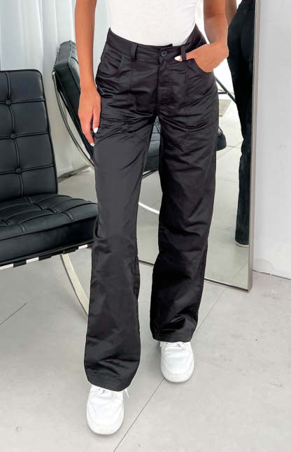 Hartley Black Nylon Pants-Vavasi.All Rights Reserved.