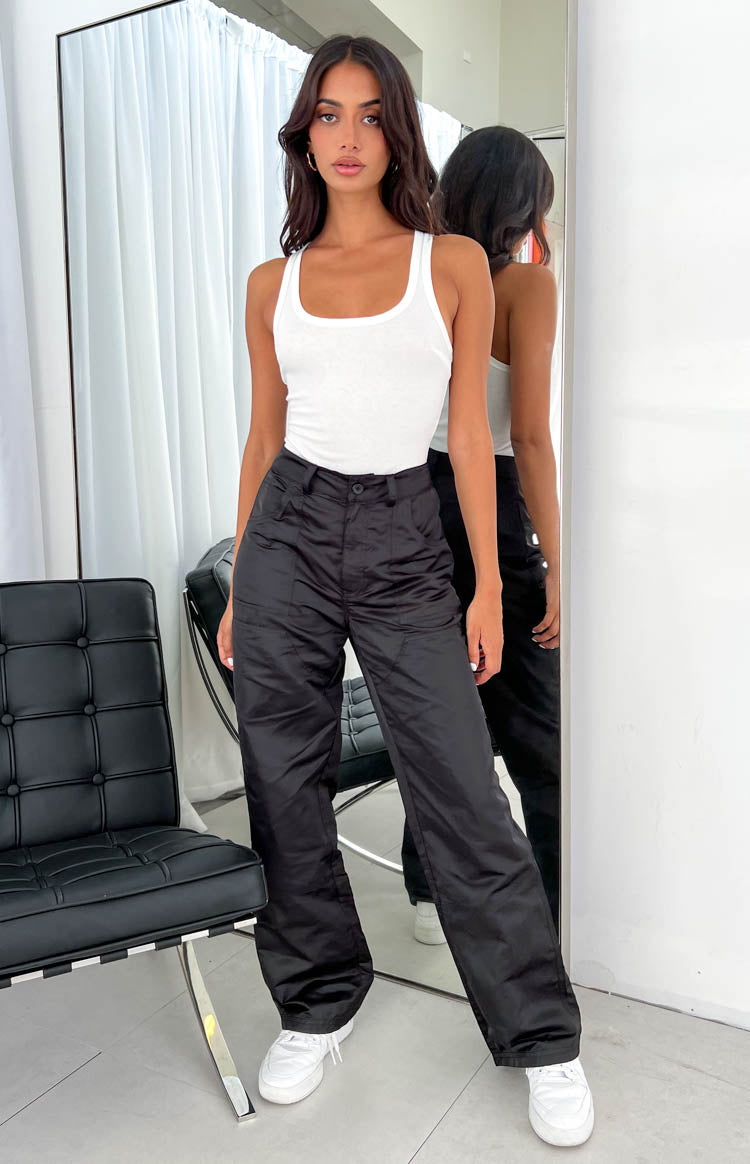 Hartley Black Nylon Pants-Vavasi.All Rights Reserved.