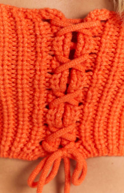 Harvie Orange Lace Up Corset-Vavasi.All Rights Reserved.