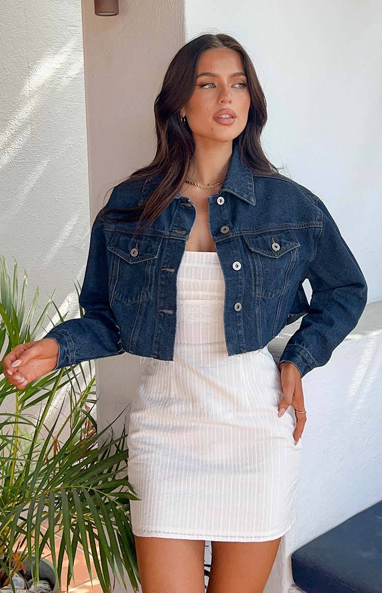 Helena Dark Wash Denim Cropped Jacket-Vavasi.All Rights Reserved.