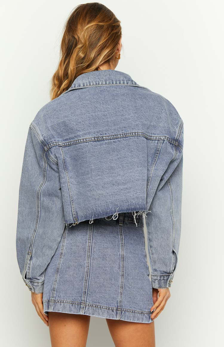 Helena Mid Wash Denim Cropped Jacket-Vavasi.All Rights Reserved.
