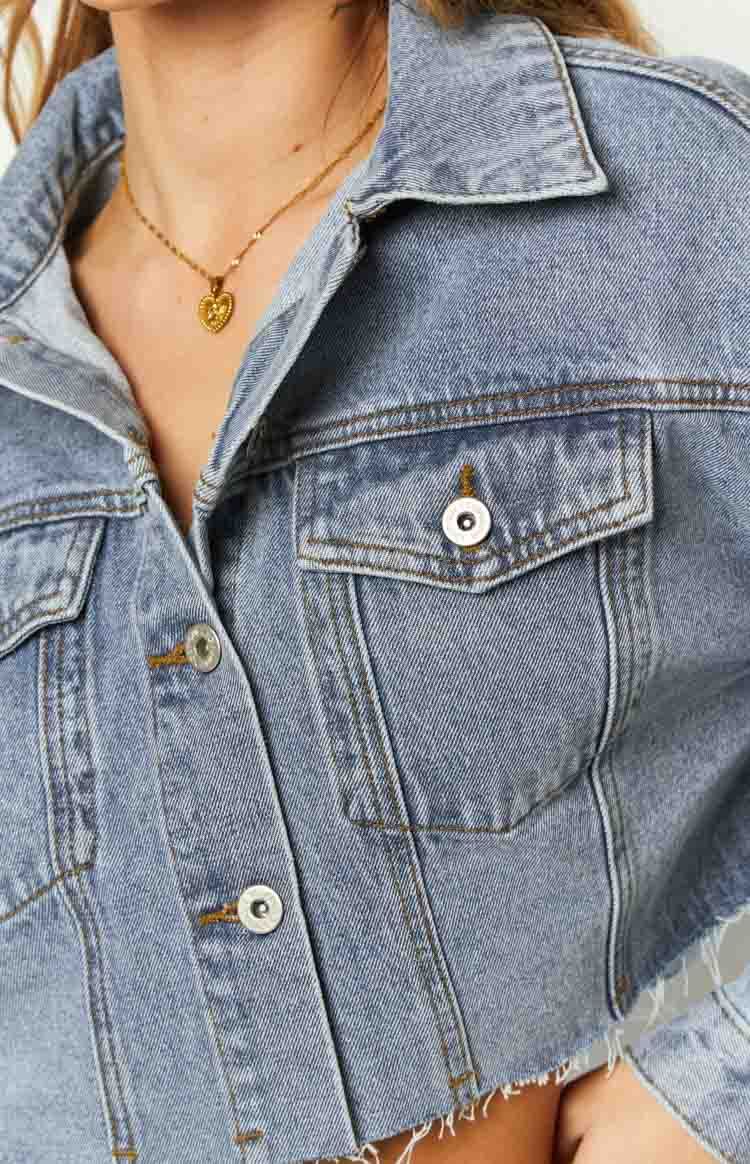 Helena Mid Wash Denim Cropped Jacket-Vavasi.All Rights Reserved.