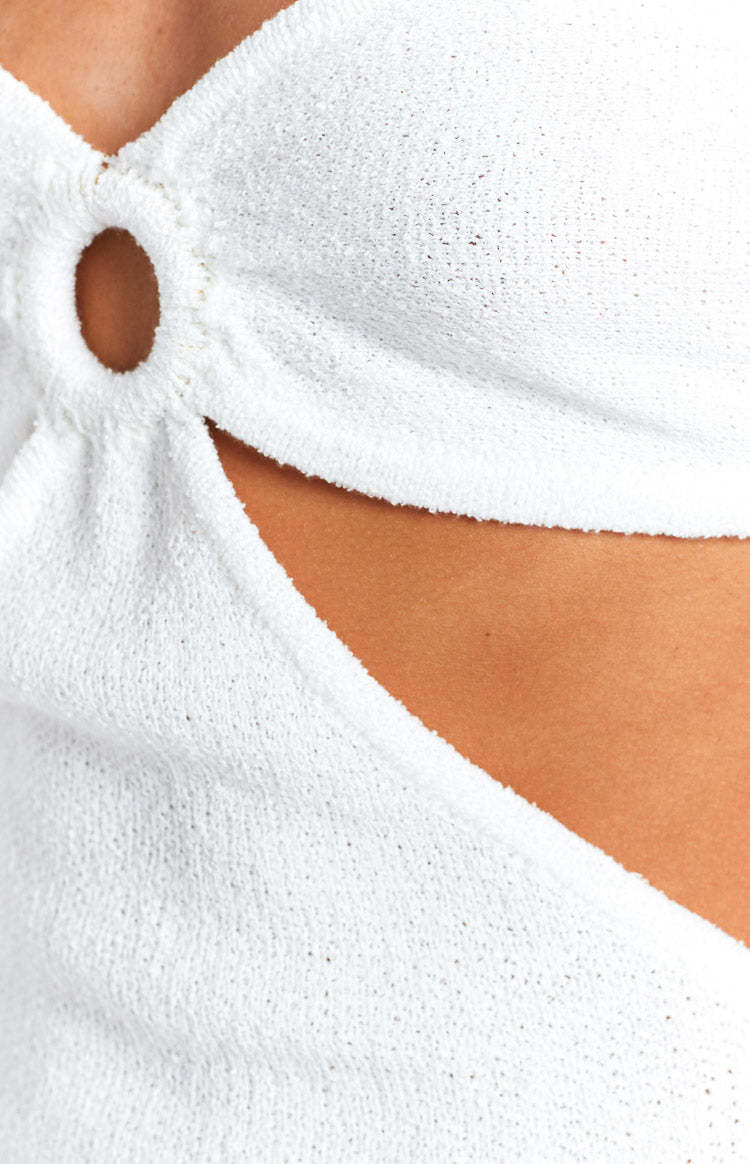 Hendry White Knit Strapless Midi Dress-Vavasi.All Rights Reserved.