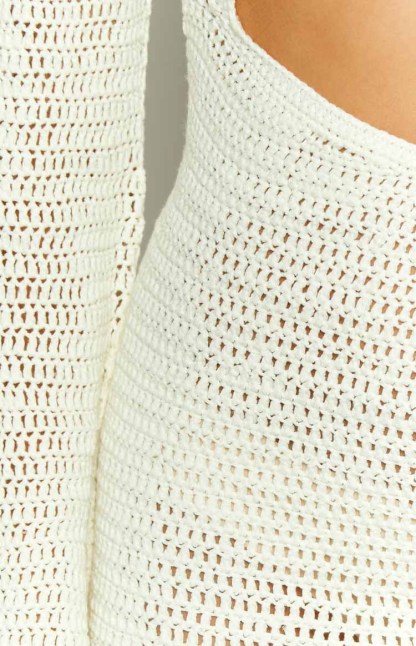 Hillary White Knit Mini Dress-Vavasi.All Rights Reserved.