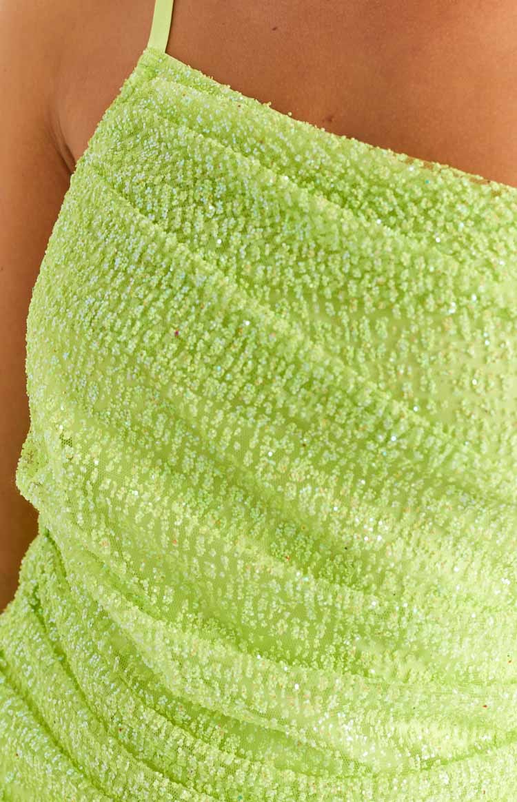 Honest Lime Sparkle Mini Dress-Vavasi.All Rights Reserved.