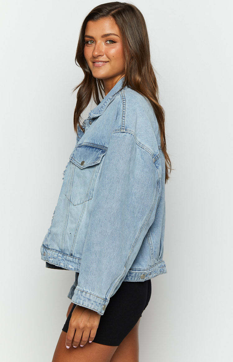 Hugo Light Wash Oversized Denim Jacket-Vavasi.All Rights Reserved.