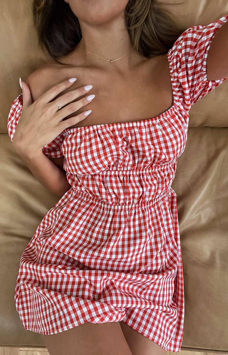 I'm Yours Red Gingham Mini Dress-Vavasi.All Rights Reserved.
