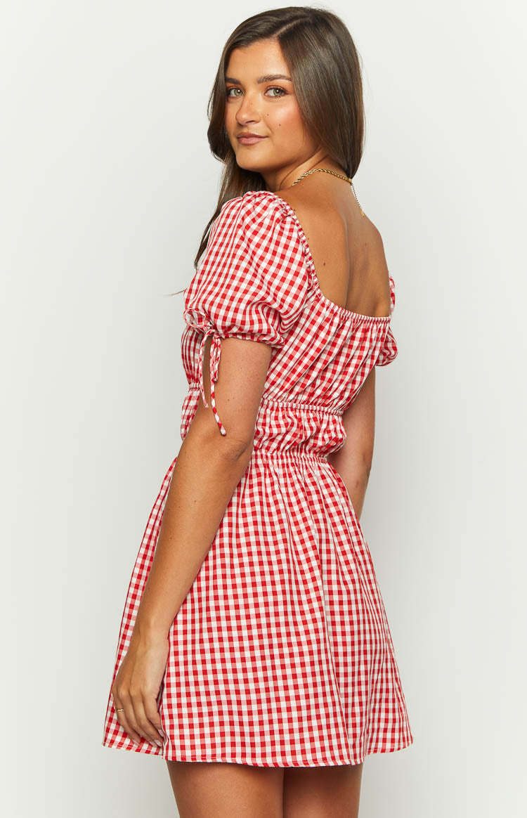 I'm Yours Red Gingham Mini Dress-Vavasi.All Rights Reserved.