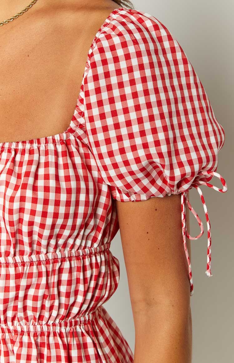 I'm Yours Red Gingham Mini Dress-Vavasi.All Rights Reserved.