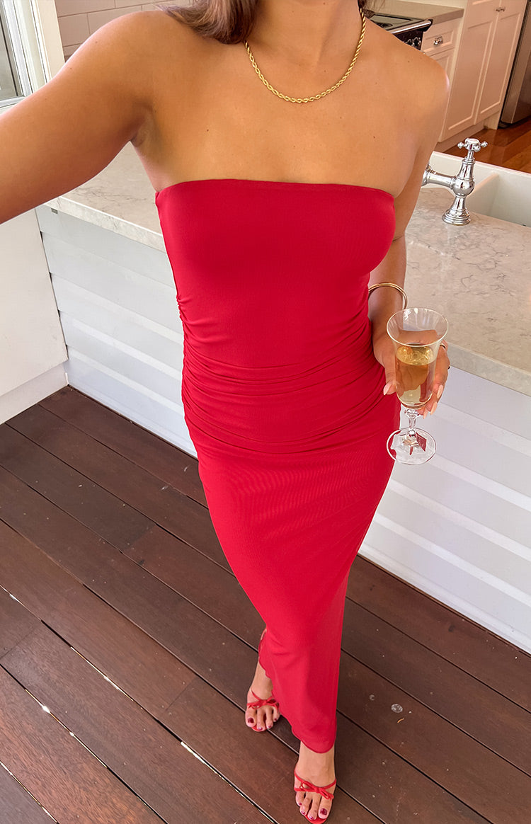 Imogen Red Maxi Dress-Vavasi.All Rights Reserved.