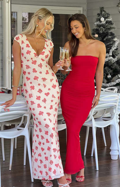 Imogen Red Maxi Dress-Vavasi.All Rights Reserved.