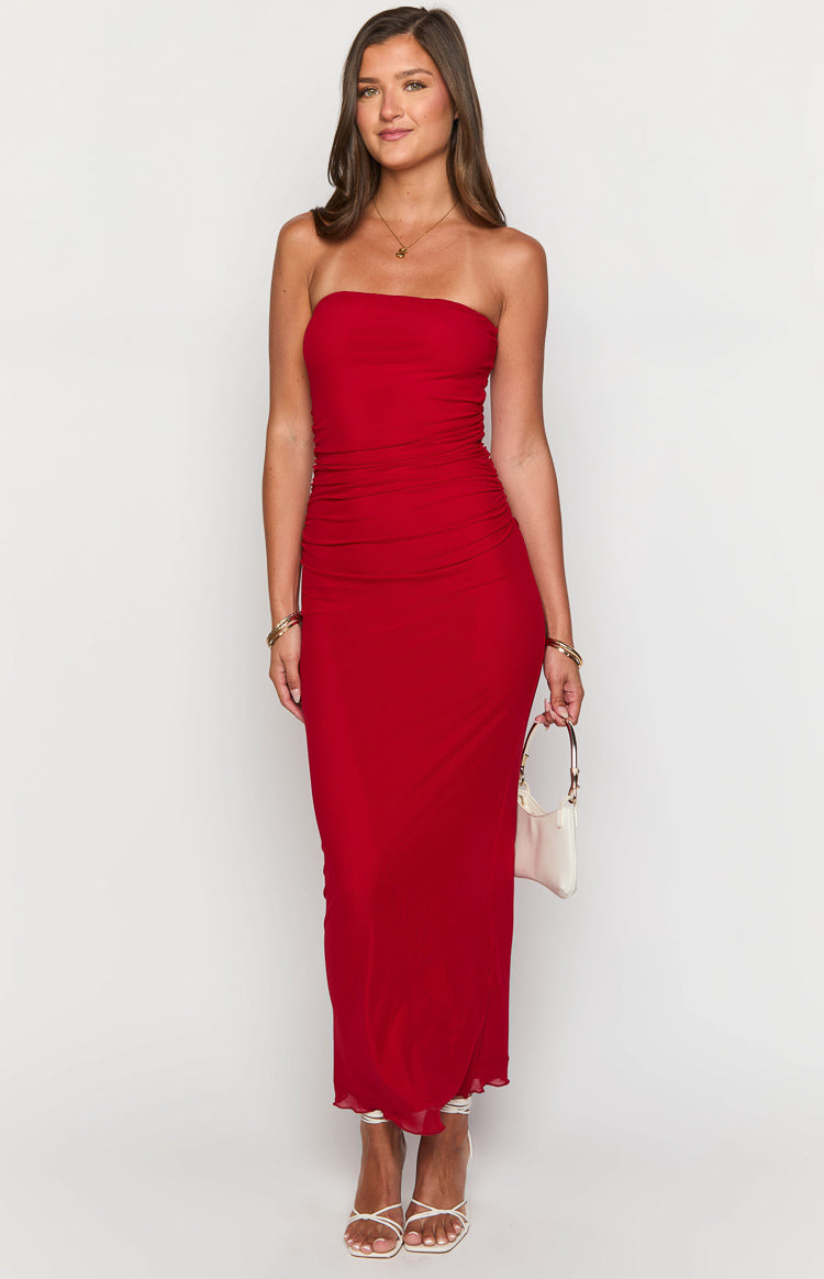Imogen Red Maxi Dress-Vavasi.All Rights Reserved.