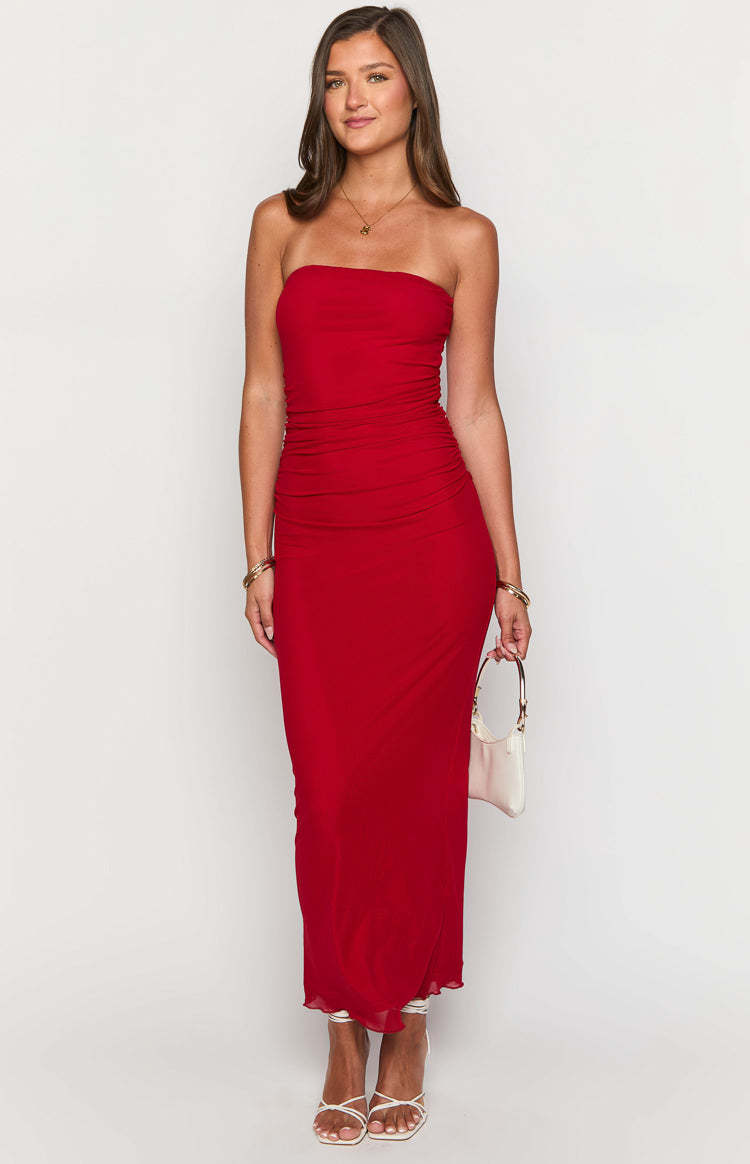 Imogen Red Maxi Dress-Vavasi.All Rights Reserved.