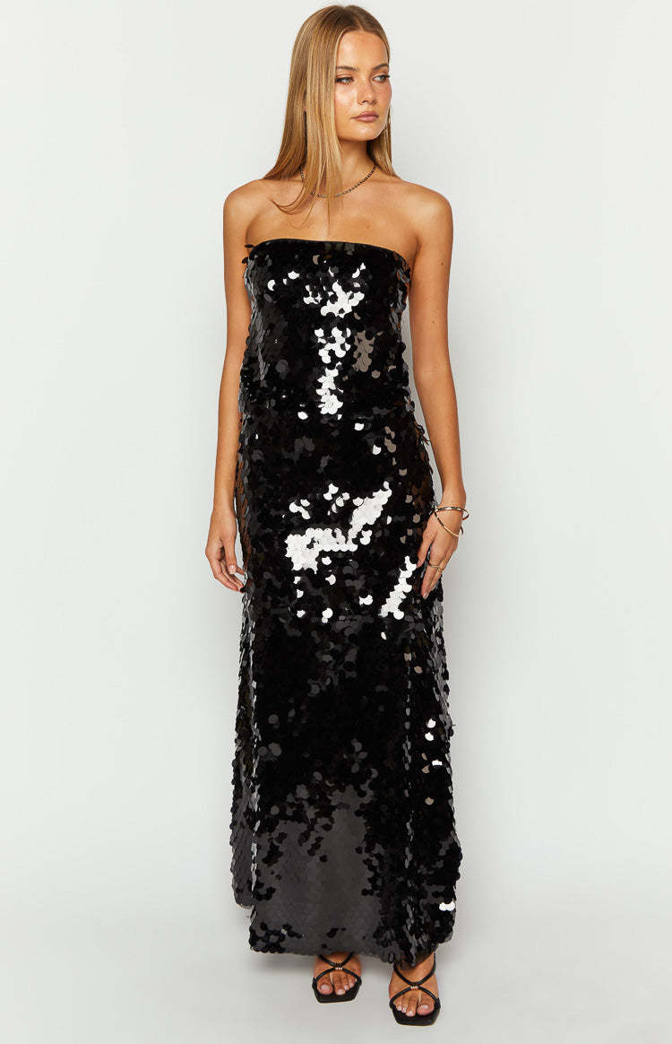 Ibiza Black Sequin Strapless Top-Vavasi.All Rights Reserved.