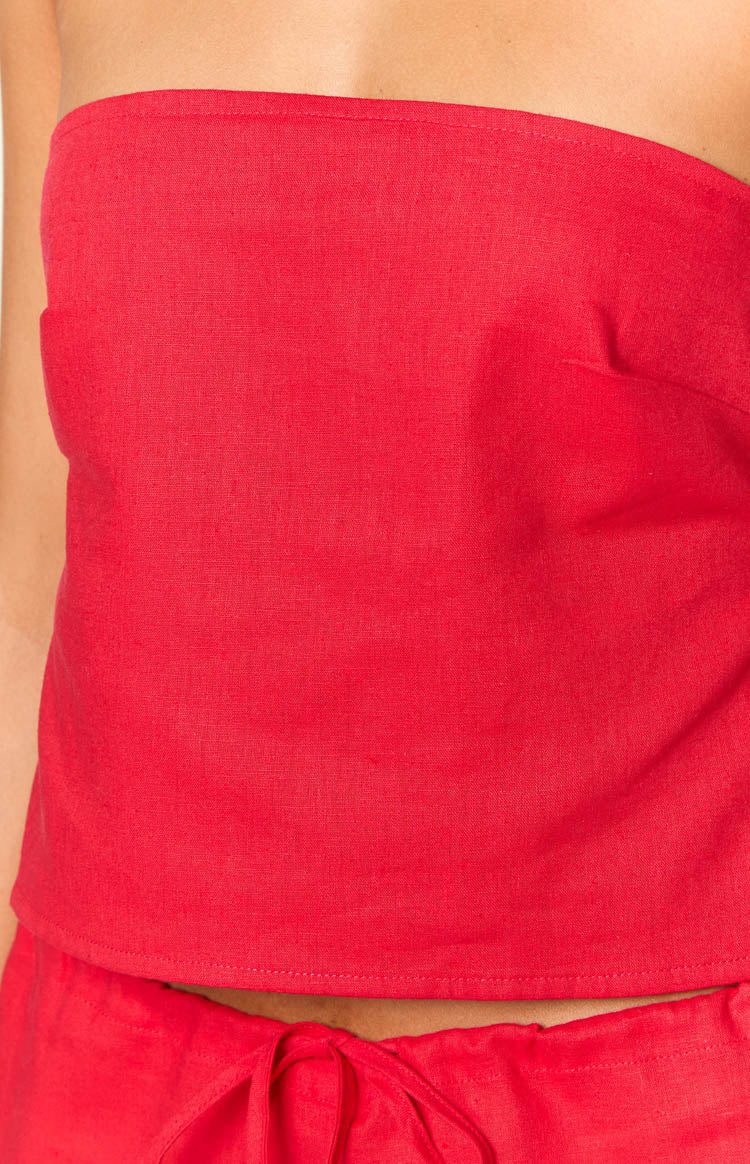 Ibiza Red Strapless Top-Vavasi.All Rights Reserved.