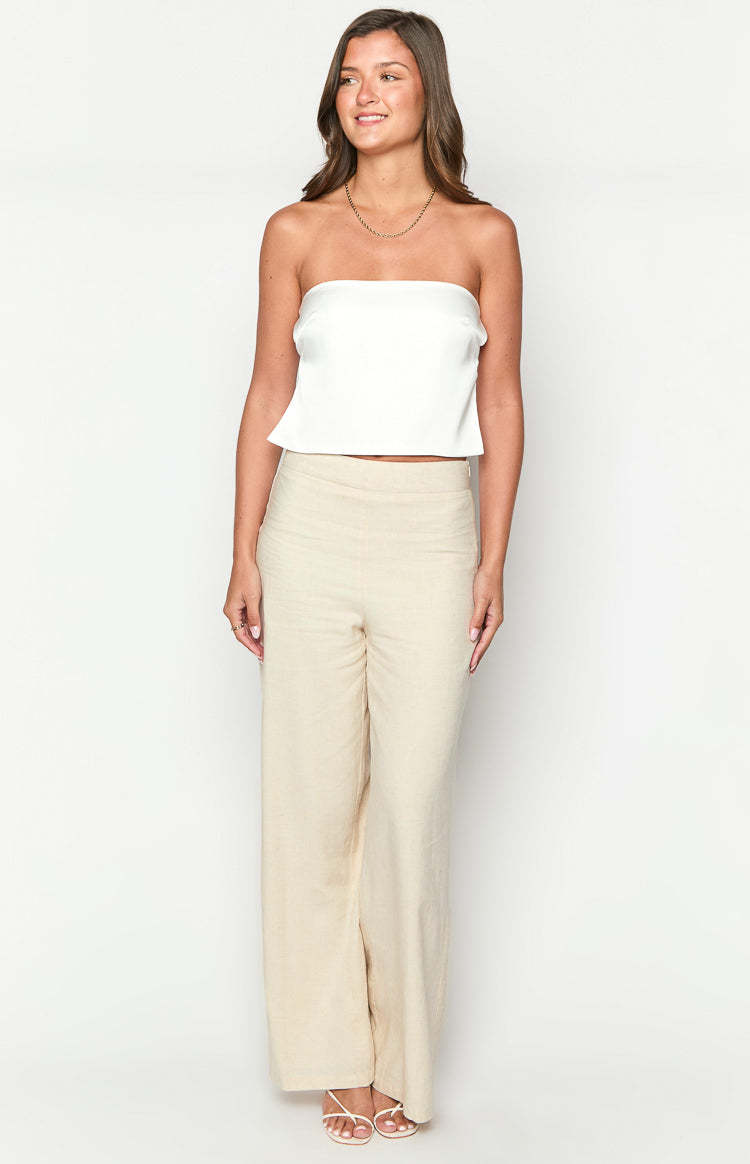 Ibiza White Satin Strapless Top-Vavasi.All Rights Reserved.