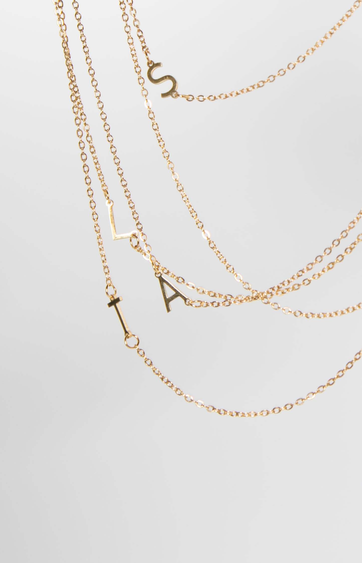 Icy Elegance Gold Stainless Steel Initial Necklace-Vavasi.All Rights Reserved.