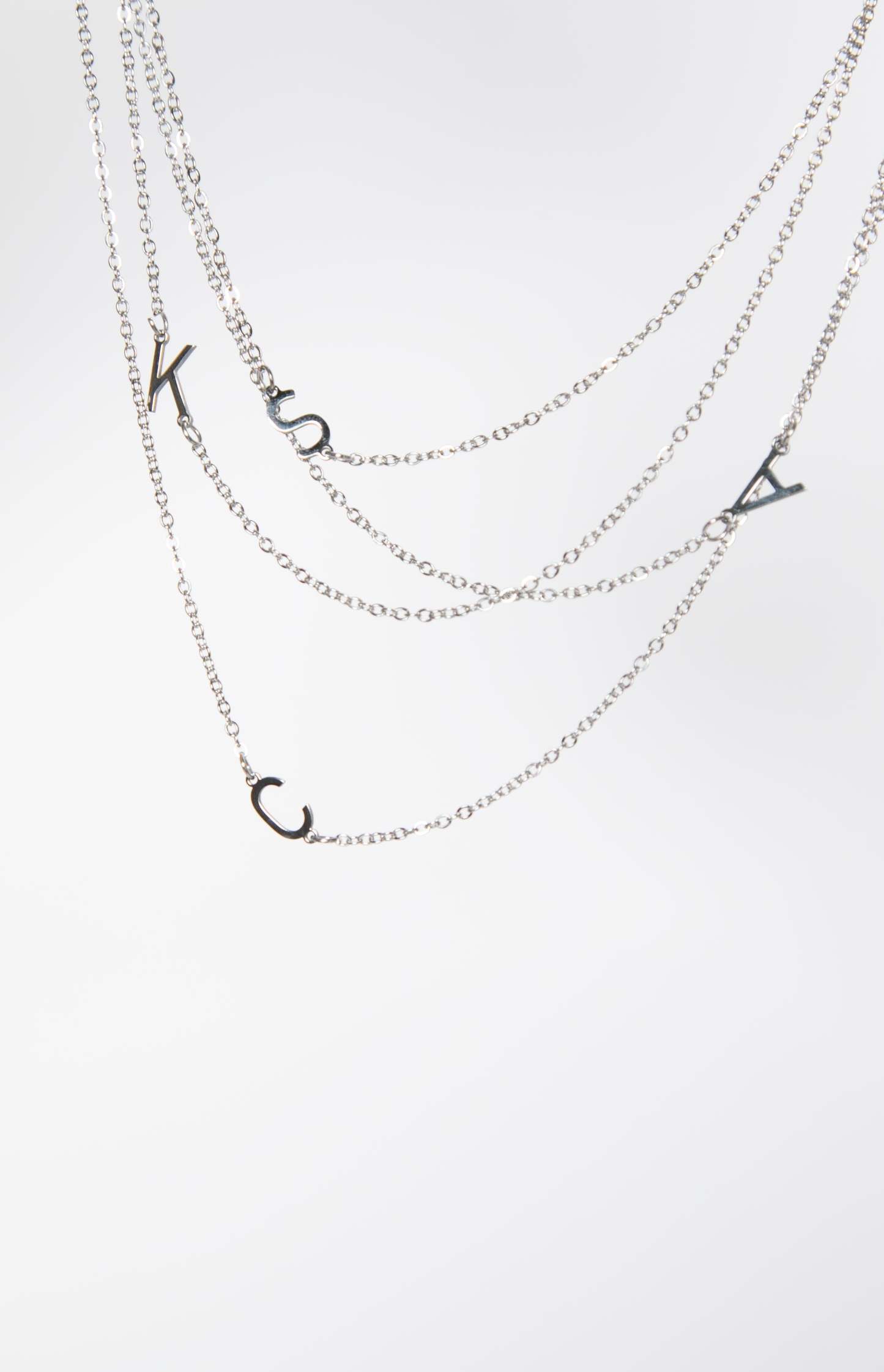 Icy Elegance SIlver Stainless Steel Initial Necklace-Vavasi.All Rights Reserved.