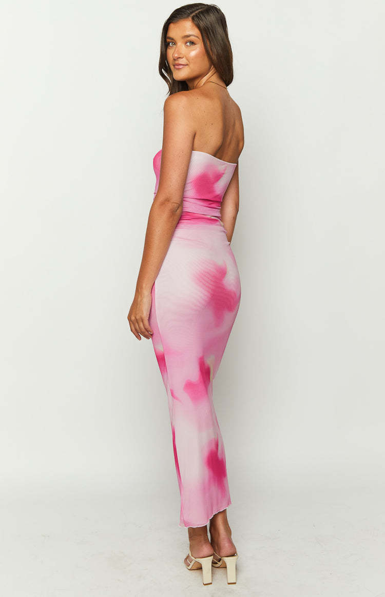 Imogen Pink Print Strapless Maxi Dress-Vavasi.All Rights Reserved.