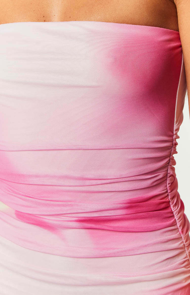 Imogen Pink Print Strapless Maxi Dress-Vavasi.All Rights Reserved.