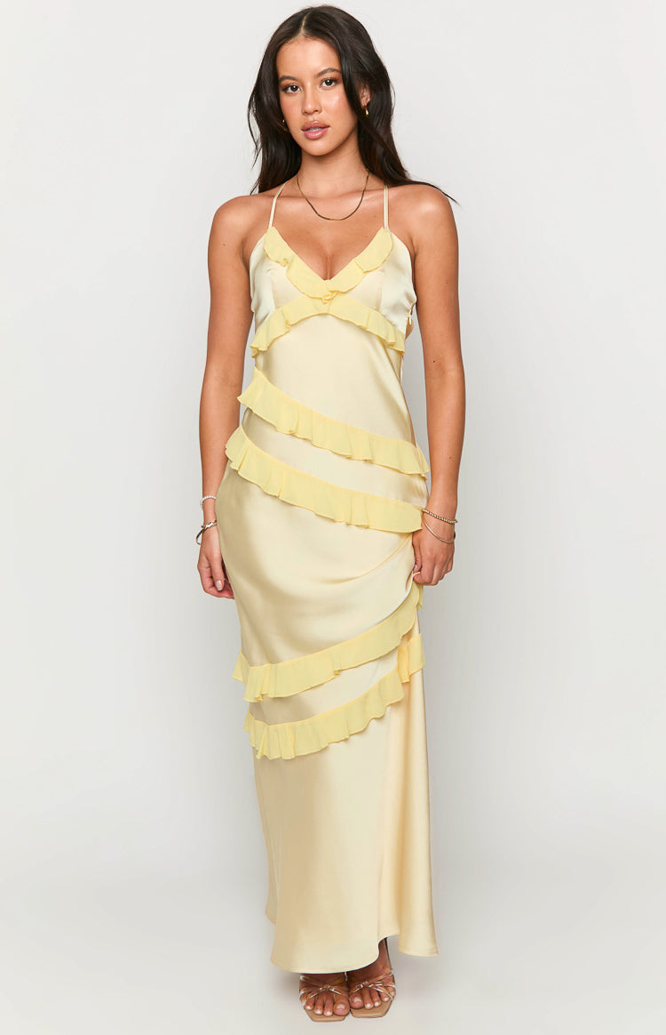 Inara Yellow Ruffle Maxi Dress-Vavasi.All Rights Reserved.