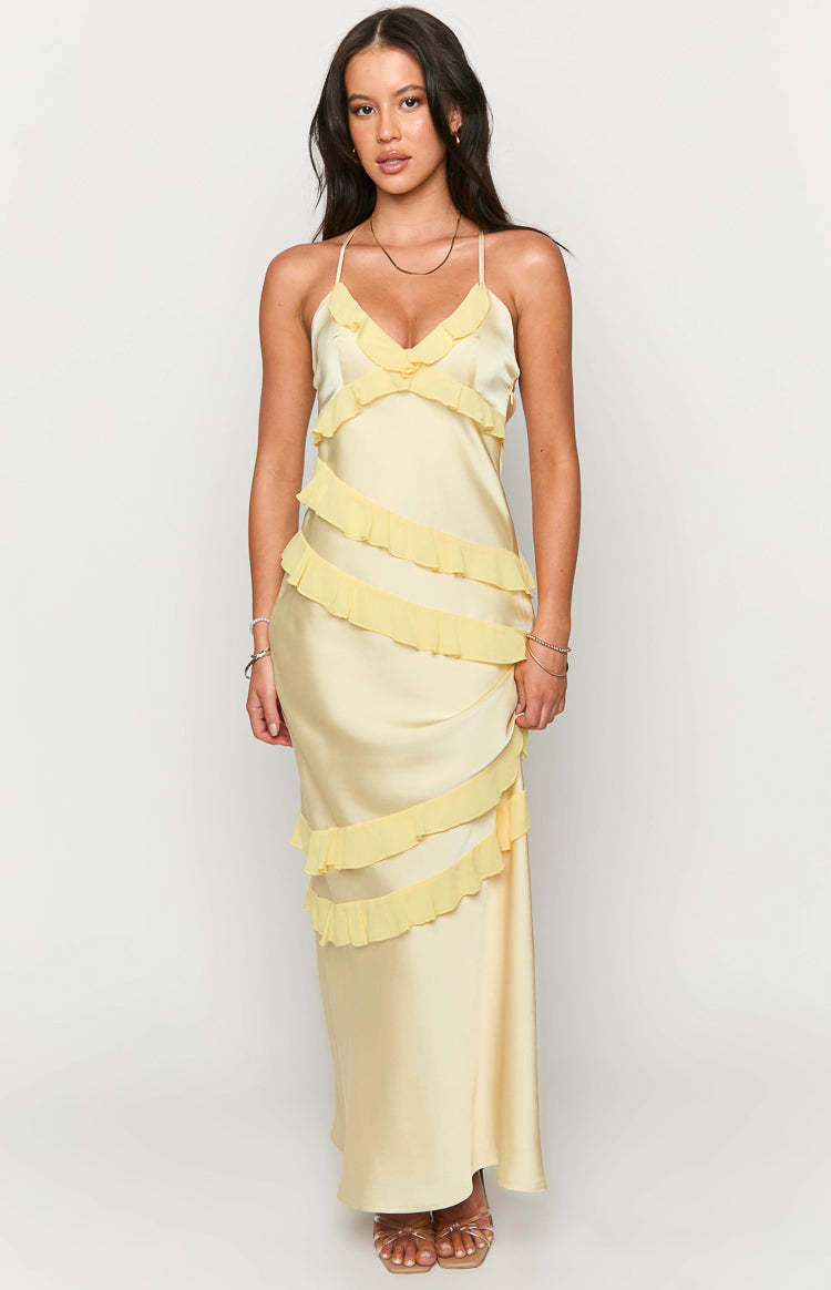 Inara Yellow Ruffle Maxi Dress-Vavasi.All Rights Reserved.